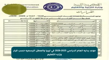 موعد بداية العام الدراسي 2025-2026 في ليبيا والعطل الرسمية حسب قرار وزارة التعليم